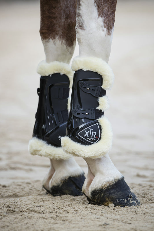 Norton XTR Button-Up Tendon Boots in Synthetic Sheepskin