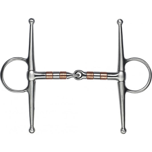 Feeling Satin Finish Stainless Steel Eggbutt Snaffle with Full Cheeks, with Rollers