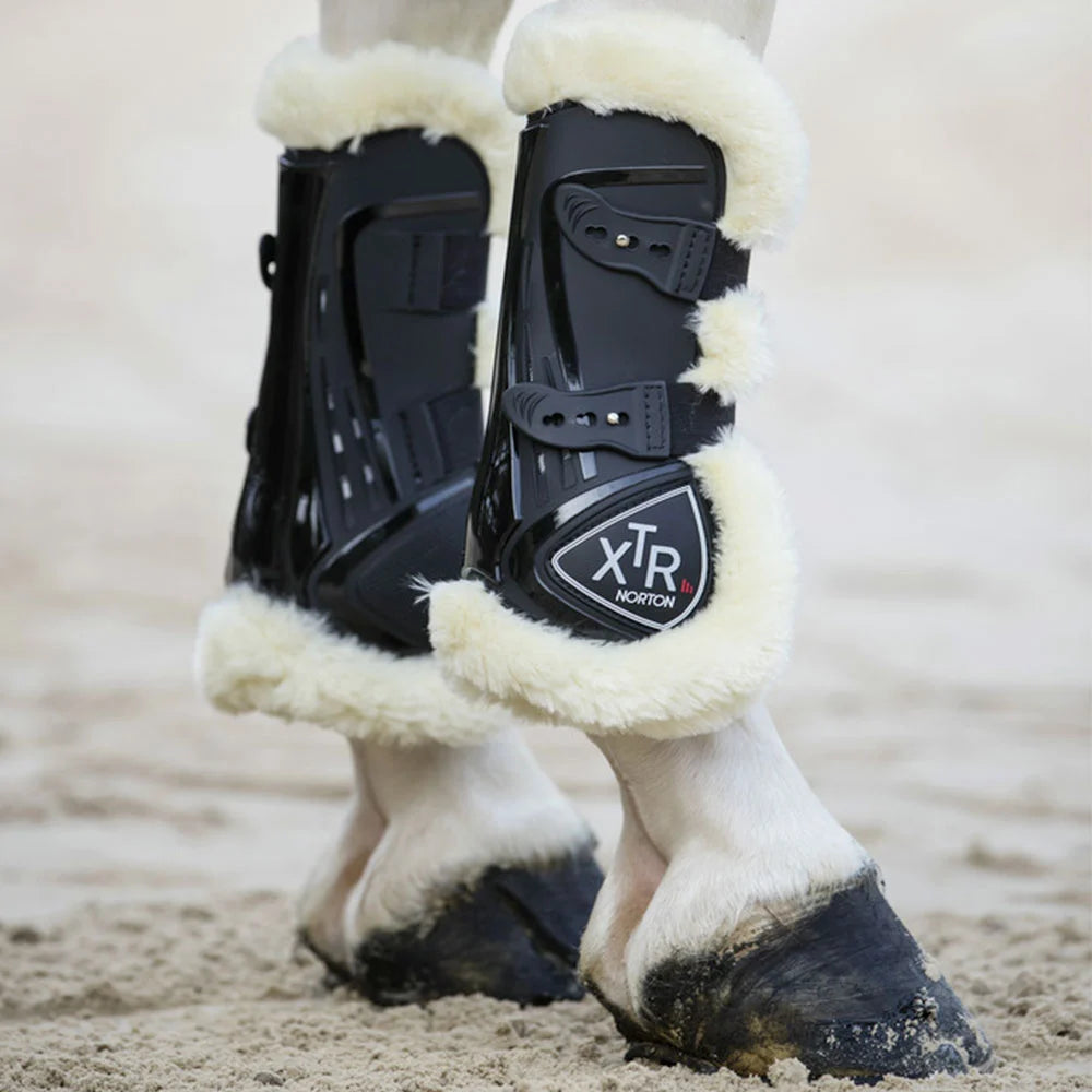 Norton XTR Button-Up Tendon Boots in Synthetic Sheepskin